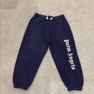 Palm Angels Dark Blue Kids Joggers with White Logo